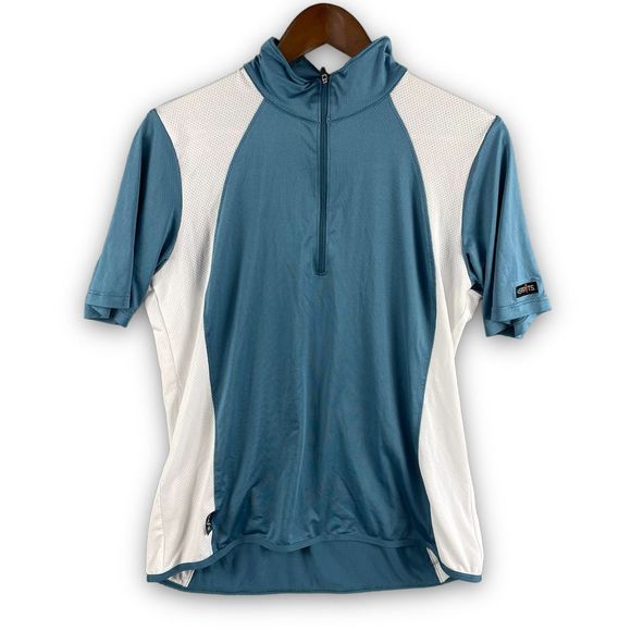 Kerrits Tops Kerrits Bluewhite Ice Fil Short Sleeve Zip Breathable